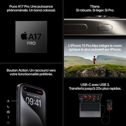 Acheter iPhone 15 Pro 1 To Noir paiement en plusieurs fois - Neuf - Garantie 2 ans